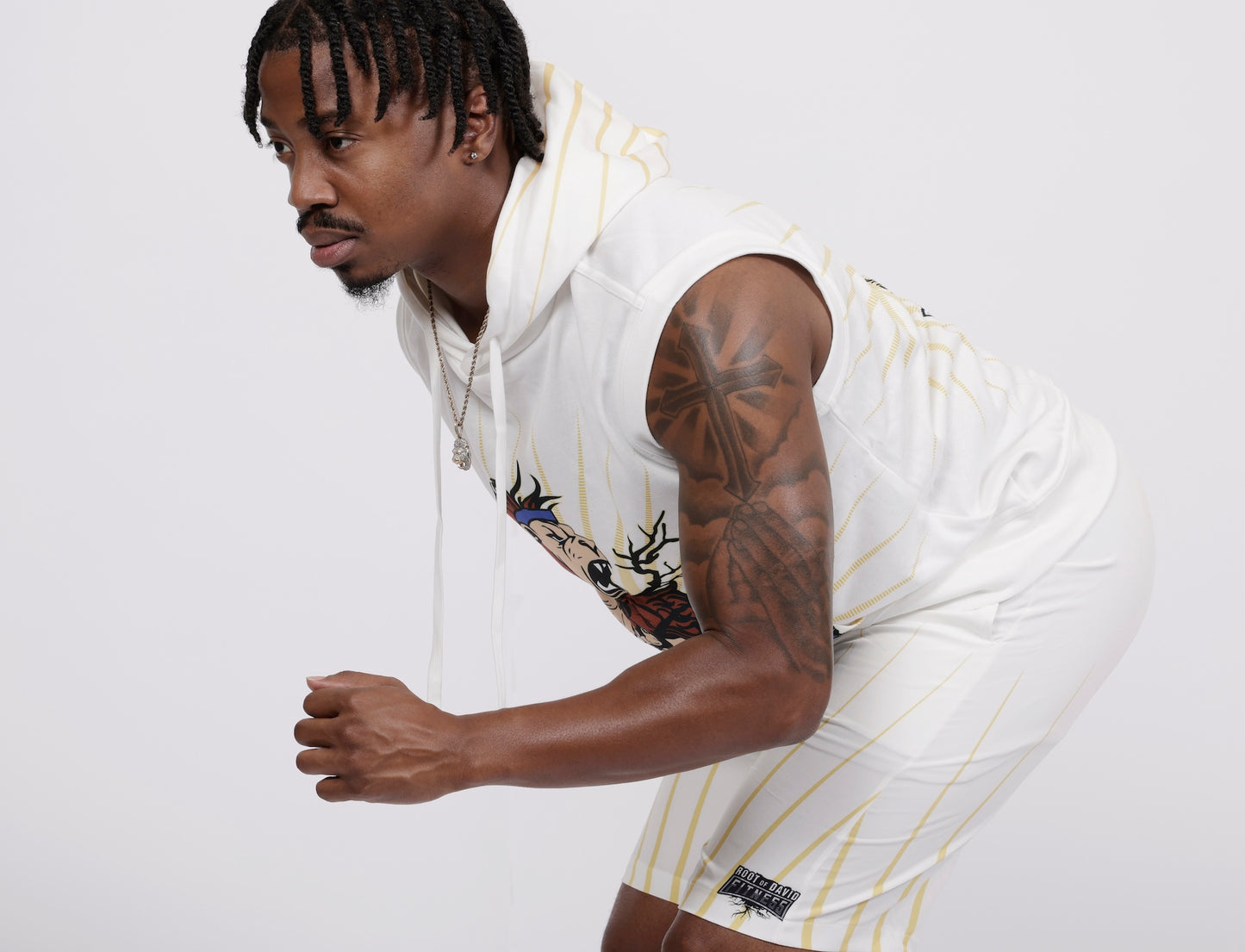 Morning Star White Men's Heavyweight Sleeveless Hoodie
