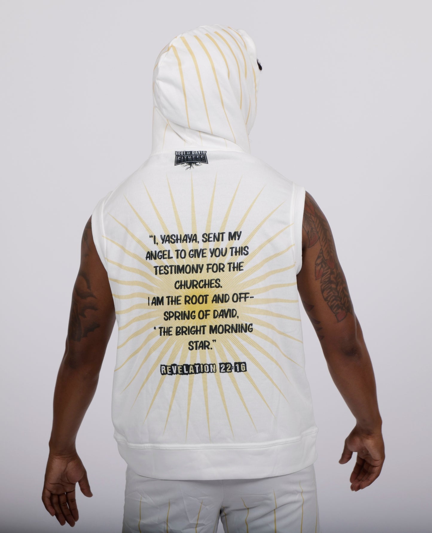 Morning Star White Men's Heavyweight Sleeveless Hoodie